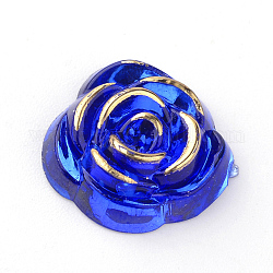 Acryl Cabochons, goldenen Metall umschlungen, Rose, Blau, 15x14x5 mm
