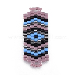 Liens de perles de rocaille japonaises miyuki & toho, motif de tissage, rectangle, bleuet, 34~35x14~14.5x1.6~2mm, Trou: 1.8~2mm