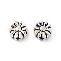 Perline in lega stile tibetano,  cadmio& piombo libero, fiore, argento antico, 6x6x3.5mm, Foro: 1.4 mm