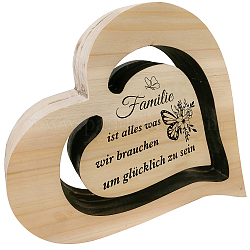 DIY Unfinished Wood Heart Cutouts, Floating Display Decorations, for Craft Painting Supplies, German Word Familie, Butterfly Pattern, 20x17cm