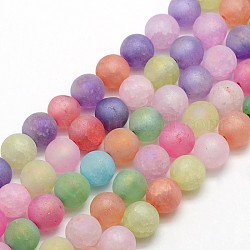 Colore electroplate ab placcato smerigliato crackle sintetico perle di quarzo rotonde fili, tinti e riscaldato, colore misto, 10mm, Foro: 1 mm, circa 44pcs/filo, 16.14 pollice