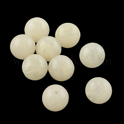 Round Imitation Gemstone Acrylic Beads, PapayaWhip, 8mm, Hole: 2mm