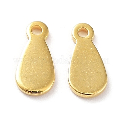 201 Stainless Steel Charms, Teardrop Charm, Golden, 8x3.5x0.7mm, Hole: 0.9mm