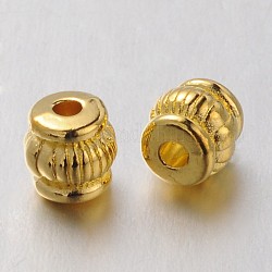 Abalorio de estilo tibetano, Sin cadmio y níque y plomo, barril, dorado, 5x5x5mm, agujero: 1.5 mm