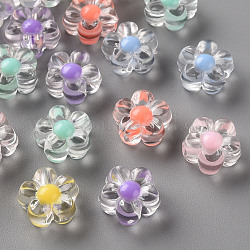 Perles en acrylique transparente, Perle en bourrelet, fleur, couleur mixte, 12x12.5x6mm, Trou: 2.5mm, environ 893 pcs/500 g