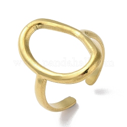 304 anello a polsino aperto in acciaio inossidabile, ovale vuoto, vero placcato oro 18k, misura degli stati uniti 9 1/4 (19.1mm)