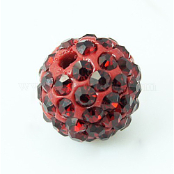 Perles de strass en argile polymère, Perles de boule pavé disco , Grade a, siam, pp13 (1.9~2mm), 10mm, Trou: 1.5mm