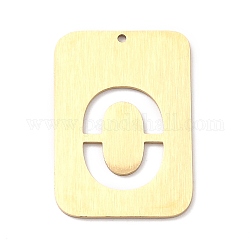 Placage ionique (ip) 304 pendentifs en acier inoxydable, rectangle avec alphabet, creux, letter.o, 32x22x1mm, Trou: 1.5mm
