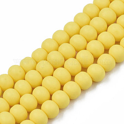 Handgemachte Fimo-Perlen Stränge, für DIY Schmuck Bastelbedarf, Runde, Gelb, 7x5.5 mm, Bohrung: 1.6 mm, ca. 69 Stk. / Strang, 15.75 Zoll ~ 16.14 Zoll (40~41 cm)