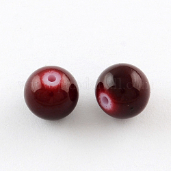Painted Glass Bead Strands, Baking Paint, Round, Dark Red, 12mm, Hole: 1.3~1.6mm, about 66pcs/strand, 31.4 inch
