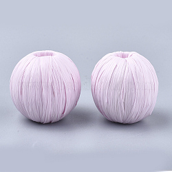 Handgemachte Bast Perlen gewebt, mit Holz innen, Runde, rosa, 28~30x28~30 mm, Bohrung: 9 mm