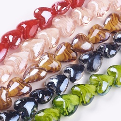 Manuell Murano Glas Perlen, Muttertag Schmuckherstellung, Herz, Mischfarbe, ca. 20 mm breit, 20 mm lang, 12 mm dick, Bohrung: 1~2 mm