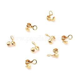 Brass Bead Tips, Long-Lasting Plated, Real 18K Gold Plated, 7x6mm, Hole: 2mm, Inner Diameter: 2.5mm