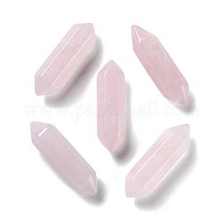 Граненые бусины из натурального розового кварца, лечебные камни, палочка для медитативной терапии, уравновешивающая энергию рейки, точка с двойным окончанием, для проволоки, свернутой подвесками материалы, нет отверстий / незавершенного, 30~32x9x9 мм