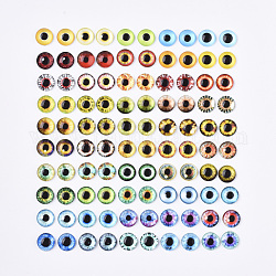 Cabochons en verre à dos plat, dôme / demi-rond avec motif oeil de dragon, couleur mixte, 12x4mm, 2 pcs / couleur, 50 couleurs, 100 pcs /sachet 