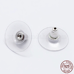 925 tuerca para oreja de plata de primera ley con baño de rodio, con 925 sello, Platino, 6.5x12mm, agujero: 0.8 mm