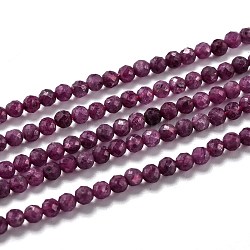 Perles de rubis / corindon rouge naturelles, facette, ronde, 3mm, Trou: 0.5mm, Environ 135 pcs/chapelet, 15.35 pouce (39 cm)