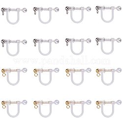UNICRAFTALE 12pcs 2 Colors Plastic Clip-on Earring Findings with Loop Shell Pearl and 316 Stainless Steel Findings Golden & Stainless Steel Color Clip-on Earring for DIY Earring Jewelry Making