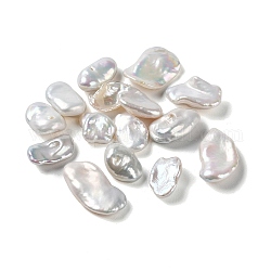 Natürliche Keshi-Perlen, gezüchtete Süßwasserperlen, barocke Perlen, ungebohrt / kein Loch, Nuggets, Rauch weiss, 10.5~18.5x7.5~11x3~6 mm