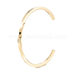 Placage ionique (ip) 304 bracelets de manchette en acier inoxydable, tordre les bracelets ouverts, or, diamètre intérieur: 2-1/4 pouce (5.7 cm)