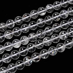 Natural Quartz Crystal Beads Strands, Rock Crystal Beads, with Cotton Thread, Round, 10mm, Hole: 1mm, about 37pcs/strand, 14.76 inch(37.5cm)
