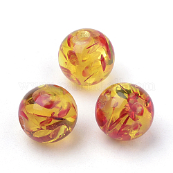 Perle di ambra imitazione resina, tondo, oro, 12mm, Foro: 2 mm