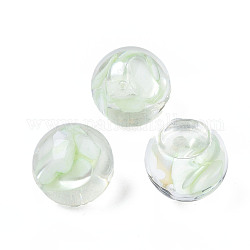 Cabochons en acrylique transparent, avec coquille, ronde, vert clair, 12x11mm