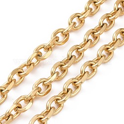 304 Stainless Steel Cable Chains, Diamond Cut Chains, Unwelded, Golden, 9x6.5x2mm