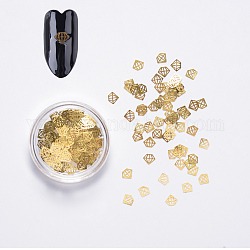 Brass Cabochons, Nail Art Decoration Accessories, Diamond Shape, Golden, 3.5x4.5x0.1mm, about 100pcs/box