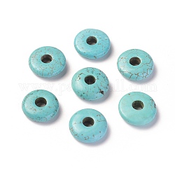 Natürliche Howlith Perlen, gefärbt, Flache Runde / Scheibe, Türkis, 15x5 mm, Bohrung: 4 mm