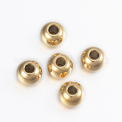 Placcatura ionica (ip) 304 perline in acciaio inossidabile, tondo, oro, 6x5mm, Foro: 2 mm