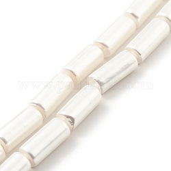 Hebras de perlas de concha electrochapadas, pulido, columna, blanco, 14~15x6~6.5mm, agujero: 0.8 mm, aproximamente 26 pcs / cadena, 15.28 pulgada (38.8 cm)