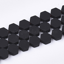 塗装非磁性合成ヘマタイトビーズ連売りスプレー  六角  ブラック  6.5x6x2.5mm  穴：1mm  約66個/連  15.7インチ