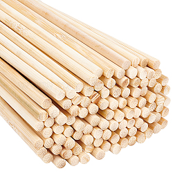 Palos de bambú, para manualidades y diy abanico circular manual, material de palos de peluca, redondo, vara de oro pálido, 20x0.6 cm