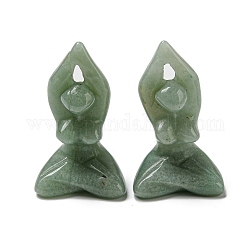 Figuras de diosa del yoga curativas talladas en aventurina verde natural, decoraciones de exhibición de piedra de energía reiki, 47.5~49.5x27~29x19~20.5mm
