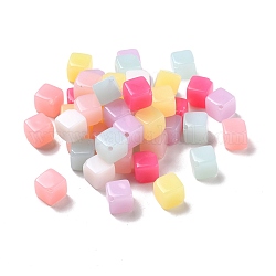 Perles acryliques opaques, cube, couleur mixte, 10x10x10mm, Trou: 1.5mm
