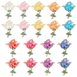 SUNNYCLUE Valentine's Day Theme, Transparent Acrylic Links Connectors, with Plated Bottom, Rose, Mixed Color, 51x41x5.5mm, Hole: 0.9mm, 36pcs/set