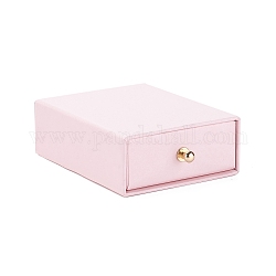 Boîte à bijoux rectangle papier tiroir, avec rivet en laiton, pour boucle d'oreille, emballage cadeau bague et collier, blush lavande, 7x9x3 cm