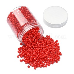1300 Stück runde Saatperlen aus Glas mit Backfarbe, rot, 4~5x3~4 mm, Bohrung: 1~2 mm