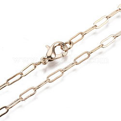 Cadenas de clip de latón, Elaboración de collar de cadenas de cable alargadas dibujadas, con cierre de langosta, real 18k chapado en oro, 18.11 pulgada (46 cm) de largo, link: 7.4x2.8 mm, anillo de salto: 5x1 mm