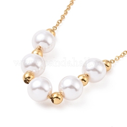 Collier pendentif en perles d'imitation en plastique, placage ionique (ip) 304 bijoux en acier inoxydable pour femmes, or, 16.26 pouce (41.3 cm)