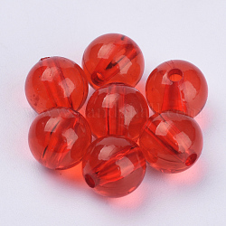 Transparent Acrylic Beads, Round, Red, 19.5x19.5mm, Hole: 3.1mm, about 108pcs/500g