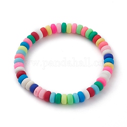 Bijoux de fête des mères, bracelets extensibles pour mère, avec polymère perles d'argile, plat rond, colorées, diamètre intérieur: 2-1/8 pouce (5.5 cm)