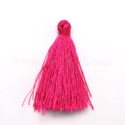 Polyester Tassel Pendant Decorations, Deep Pink, 37~43x5mm, about 200pcs/bag