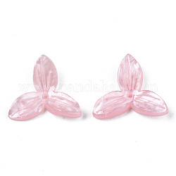 Perles acryliques opaques, Flower 3 pétales, rose, 20x22x4mm, Trou: 1.4mm