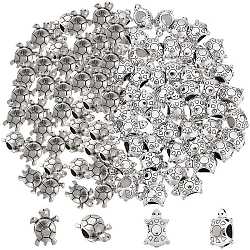 Sunnyclue 100pcs 2 Stil tibetischen Stil Legierung europäischen Perlen, großes Loch Schildkröte Perlen, Antik Silber Farbe, 14~16.5x9~13x8~9 mm, Bohrung: 4.5 mm