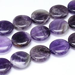 Améthyste naturelle rondes plat chapelets de perles, 20x7~9mm, Trou: 1mm, Environ 20 pcs/chapelet, 15.7 pouce