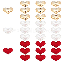 Superfindings 30 pz 3 ciondoli a cuore in stile, include ciondoli in plastica ccb elettroplaccata e ciondoli acrilici verniciati a spruzzo opachi, colore misto, 17~20x14~29x8mm, Foro: 1 mm, 10pcs / style
