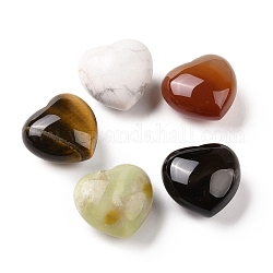 Piedra preciosa natural mixta, corazón amor piedra, piedra de palma de bolsillo para el equilibrio de reiki, 24x25.5x15.5mm