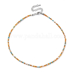 Verre collier de perles, avec des fermoirs en alliage, orange, 16.10 pouce (40.9 cm)